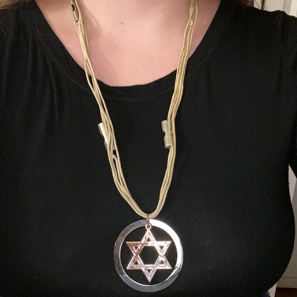 Rope David’s Star Necklace with metal detailing - Picture 1 of 4